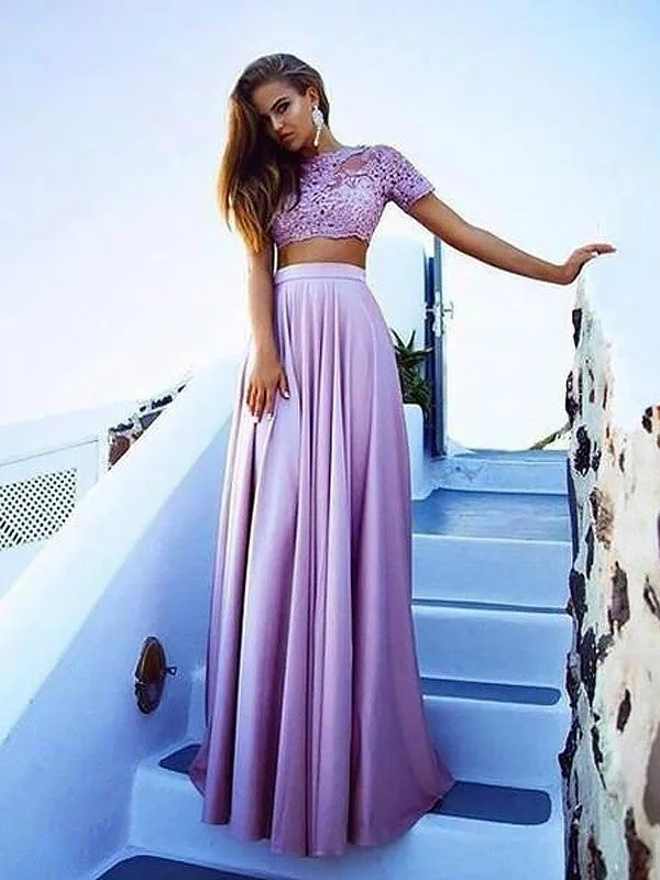 Deep Discounts party dressparty dressA Line Short Sleeves Two Pieces Lace Purple Prom Dress, Lace Formal Dress, Graduation Dress Deep Discounts party dressparty dressA Line Short Sleeves Two Pieces Lace Purple Prom Dress, Lace Formal Dress, Graduation Dress