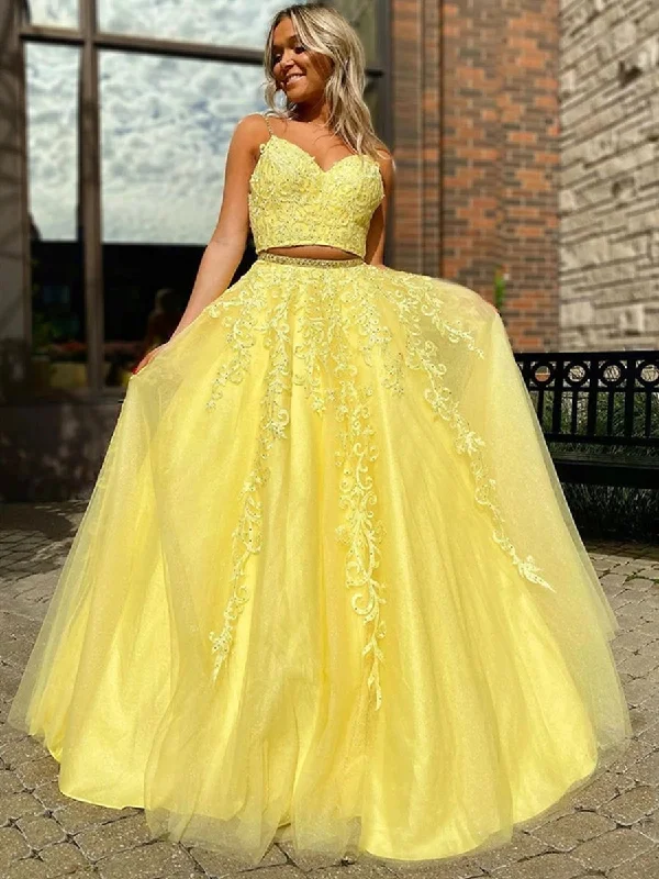 Value Deals t-shirt dresst-shirt dressV Neck Two Pieces Backless Beaded Yellow Lace Long Prom Dresses, 2 Pieces Lace Yellow Formal Dresses, 2 Pieces Backless Yellow Evening Dresses