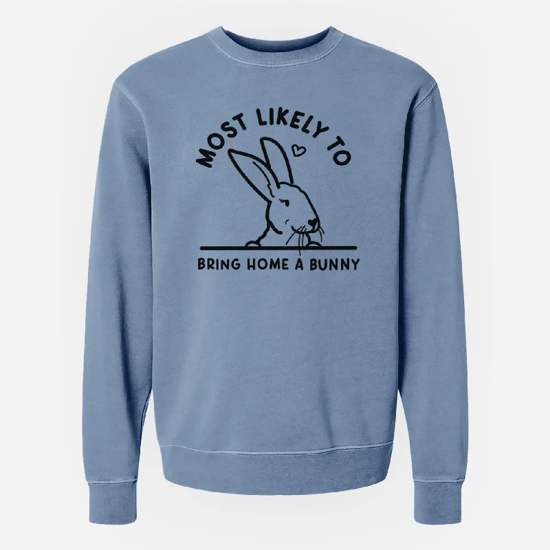 performance hoodie for gymMost Likely to Bring Home a Bunny - Unisex Pigment Dyed Crew Sweatshirt