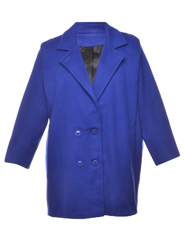 Deep Discounts fashion coat with hoodClassic Blue Wool Coat - L