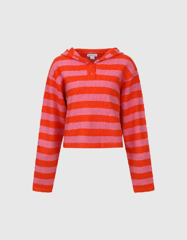 Holiday Sale Striped Hooded Knitted T-Shirt
