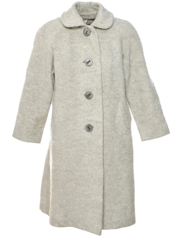 cozy wool-blend coatGrey Wool Coat - M