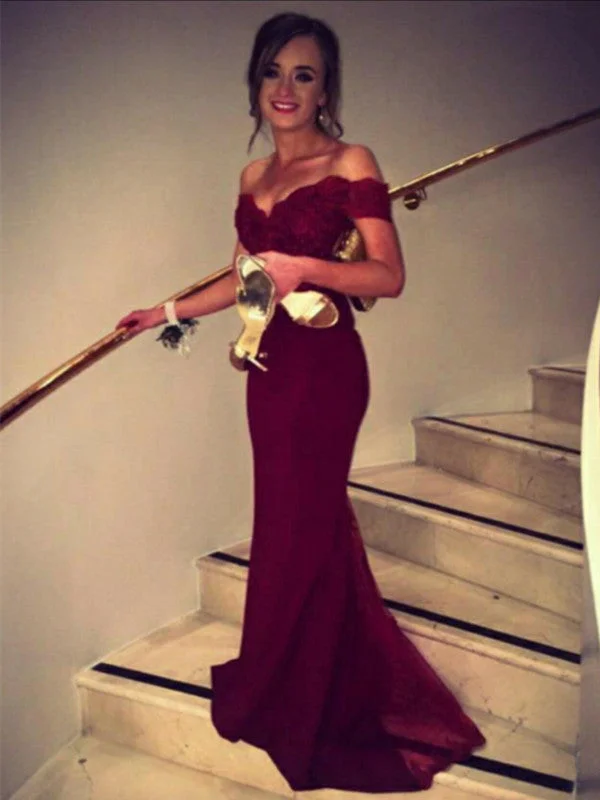 Final Markdown spaghetti strap dressspaghetti strap dressCustom Made Sweetheart Neck Off Shoulder Burgundy Lace Prom Dress, Bridesmaid Dress, Formal Dress