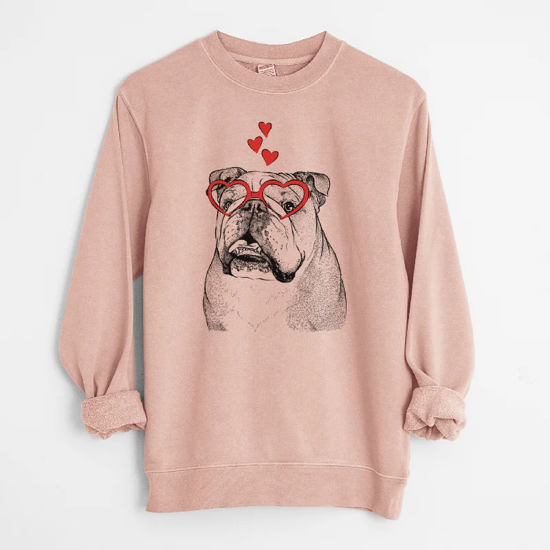 Act Fast fitness lifestyle hoodieValentine Piggy the English Bulldog - Unisex Pigment Dyed Crew Sweatshirt