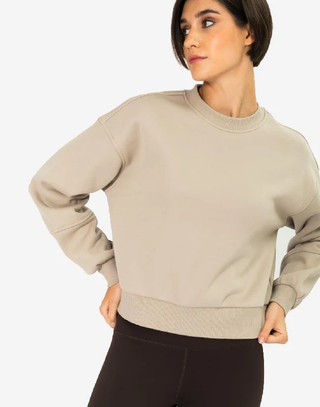 Clearance Items bold fitness hoodieSierra Fleece Crew in Rich Taupe