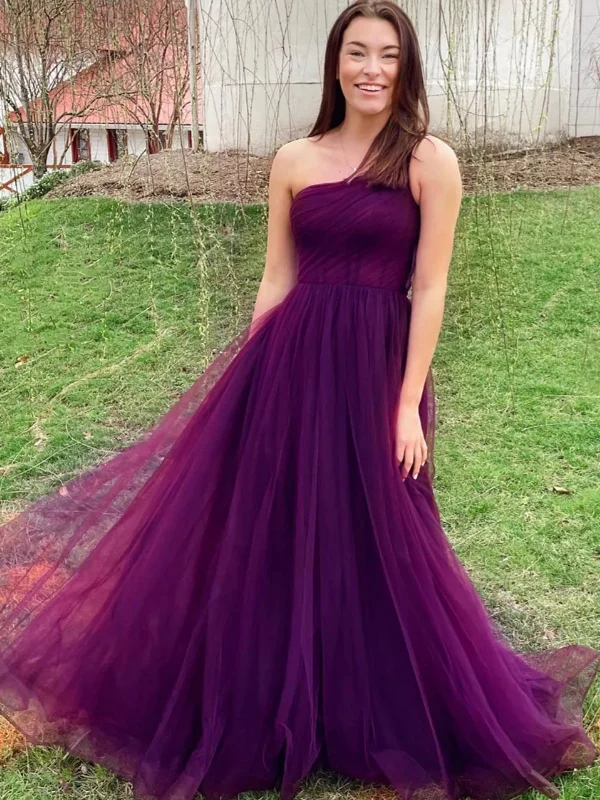 Warehouse Sale party dressparty dressOne Shoulder Purple Tulle Long Prom Dresses, Long Purple Formal Graduation Evening Dresses SP2947 Warehouse Sale party dressparty dressOne Shoulder Purple Tulle Long Prom Dresses, Long Purple Formal Graduation Evening Dresses SP2947