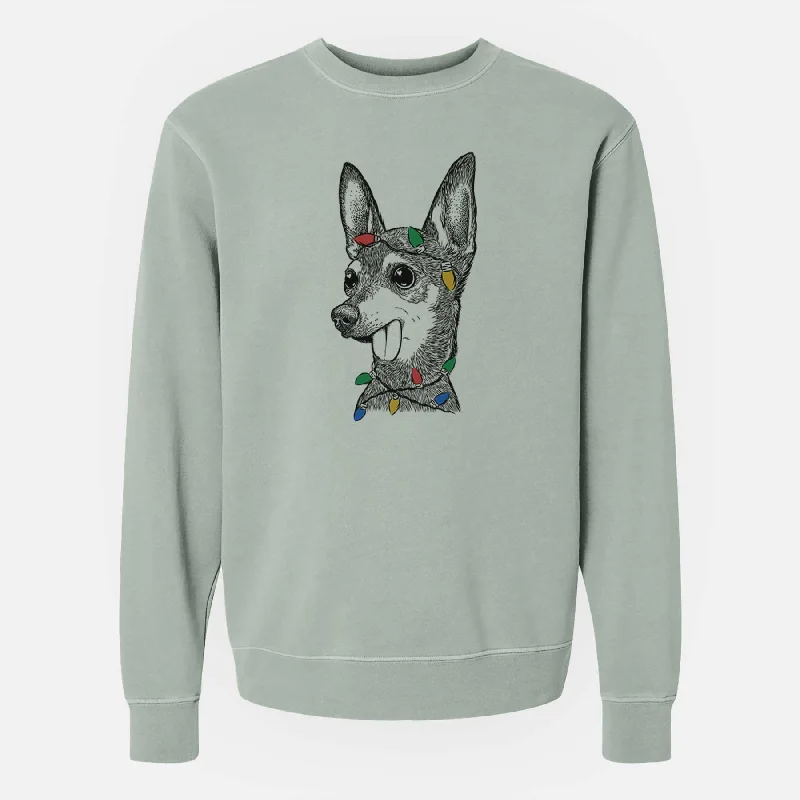 Deep Discounts casual workout hoodieChristmas Lights Aaron the Chihuahua - Unisex Pigment Dyed Crew Sweatshirt Deep Discounts casual workout hoodieChristmas Lights Aaron the Chihuahua - Unisex Pigment Dyed Crew Sweatshirt