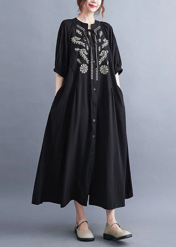 Price Cut summer dresssummer dressFashion Black Embroideried Lace Up Cotton Maxi Dress Summer Price Cut summer dresssummer dressFashion Black Embroideried Lace Up Cotton Maxi Dress Summer