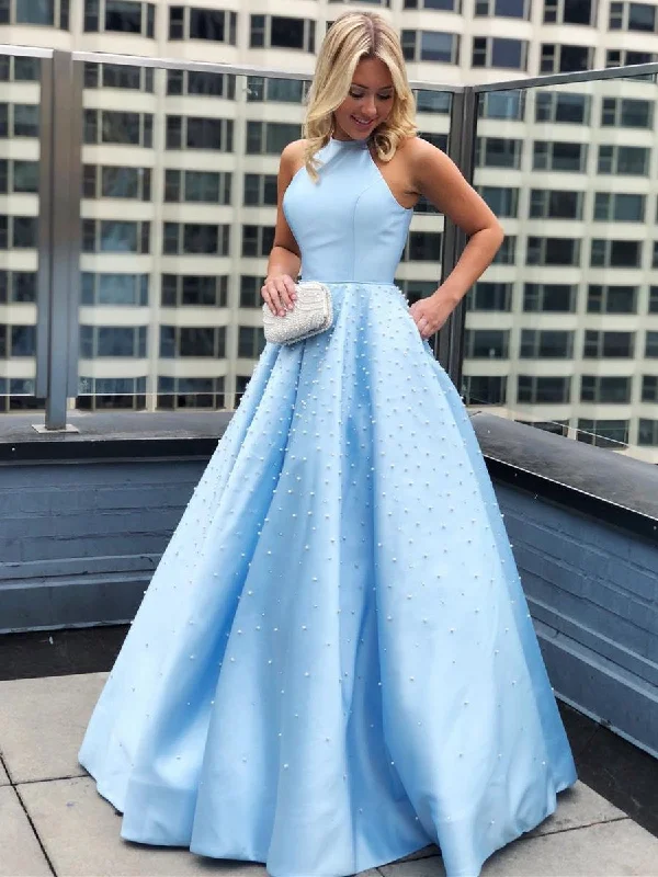 Mega Sale evening dressevening dressSky Blue Halter Neck Beaded Long Prom Dresses, Elegant Sky Blue Formal Dresses, Evening Dresses Mega Sale evening dressevening dressSky Blue Halter Neck Beaded Long Prom Dresses, Elegant Sky Blue Formal Dresses, Evening Dresses