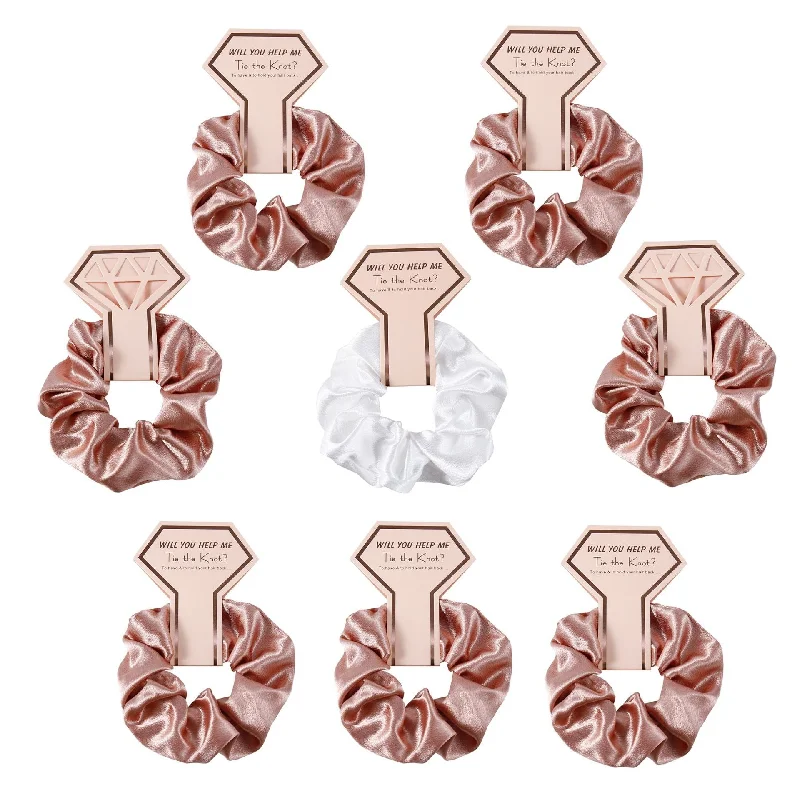 Price Drop evening dressevening dressCrown Card Crystal Satin scrunchie Wedding party Gift Fashion solid color hair tie set 676812975531