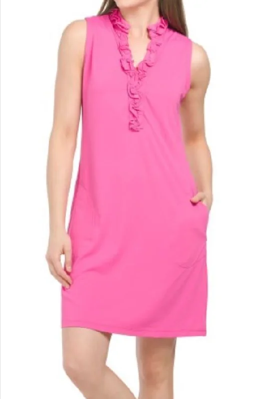 Special Promotion trendy dresstrendy dressG-Lifestyle Sleeveless Double Ruffle Sun Dress - Hot Pink