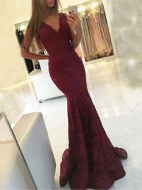 Deal Alert lace dresslace dressBurgundy V Neck Mermaid Lace Prom Dress, Mermaid Formal Dress, Lace Bridesmaid Dress Deal Alert lace dresslace dressBurgundy V Neck Mermaid Lace Prom Dress, Mermaid Formal Dress, Lace Bridesmaid Dress
