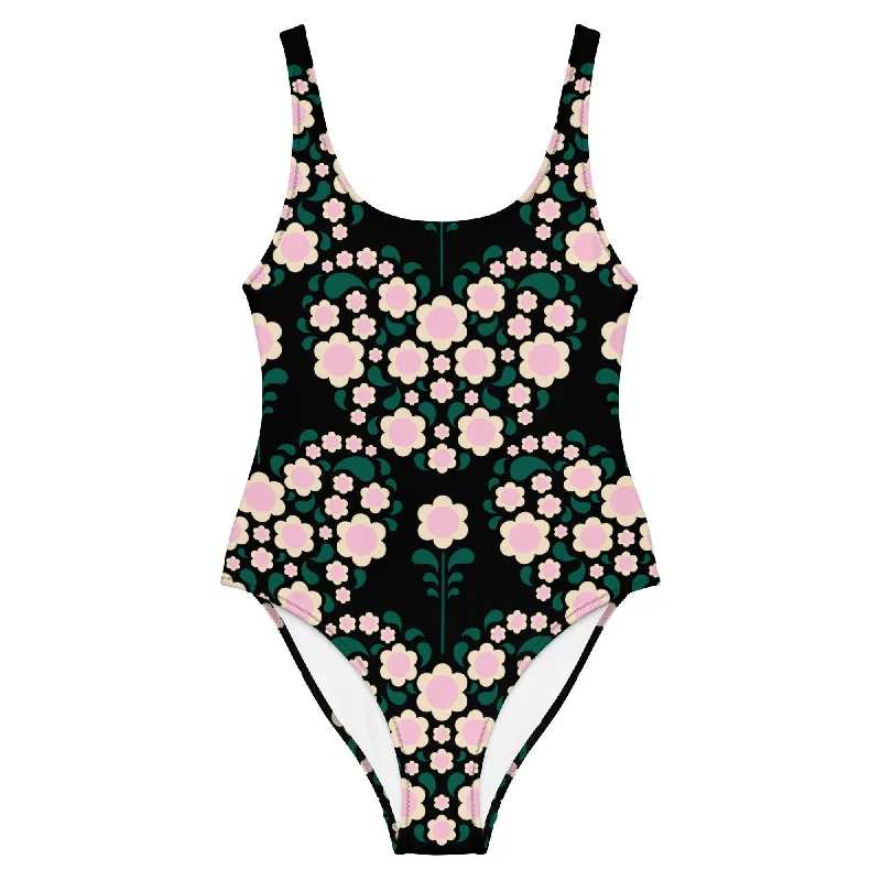 Early Access HEARTBEAT pink black - One-Piece Swimsuit