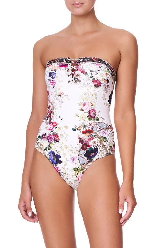 Bonus Savings LACE UP FRONT BANDEAU ONE PIECE FAIRY GODMOTHER