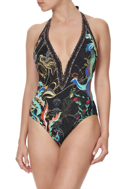 Low Prices PLUNGE V HALTER ONE PIECE WISE WINGS