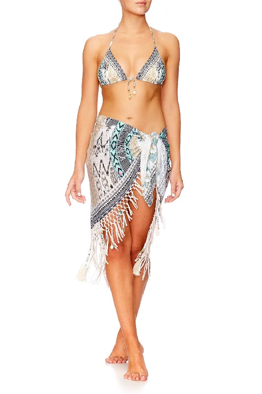 Special Offer SHORT SARONG WITH SHELLS WEAVE ON